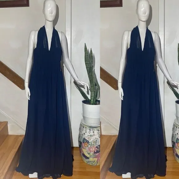 Jenny Yoo Navy Aidan Chiffon Convertible Gown